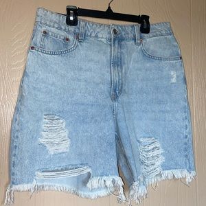 Divided H&M Distressed Denim High Waisted Shorts Size 10